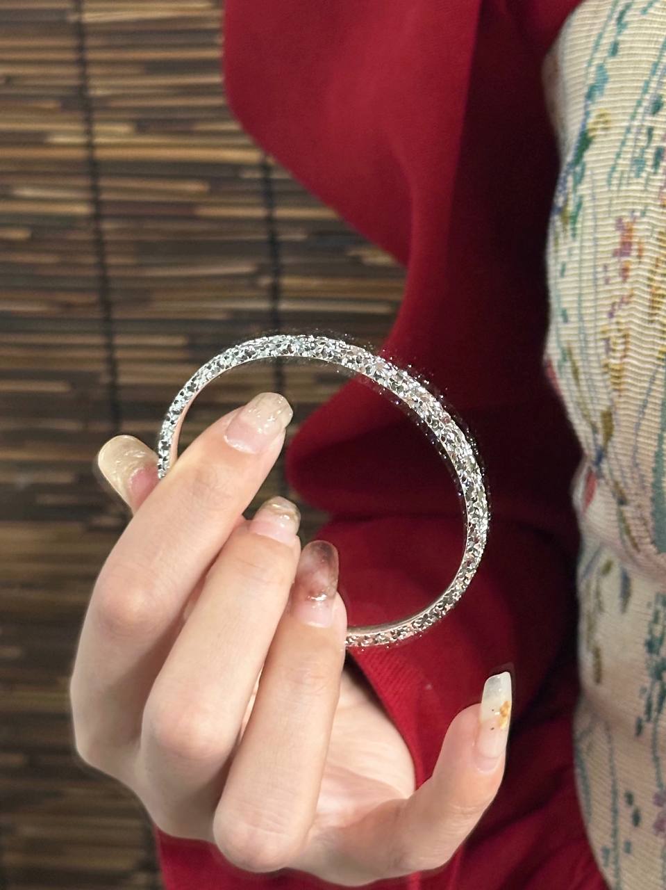 “Ice Spark” Women’s Pure Silver 9999 Solid Bangle – Brilliant Shine Solid Silver Bracelet Gift